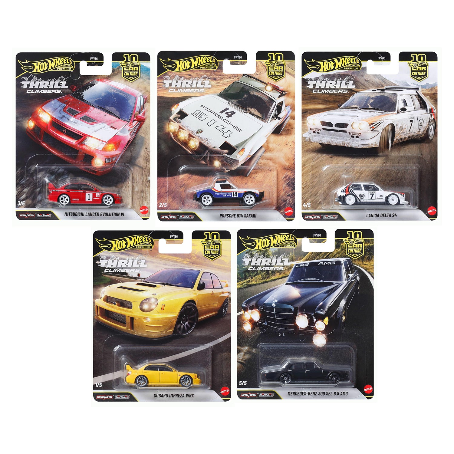 Hot Wheels Car Culture Premium 1:64 Scale Thrill Climbers Die-Cast Toy with Real Riders