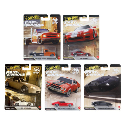 Hot Wheels Premium 1:64 Scale Fast & Furious Collectible Die Cast Metal Toy Cars Model with Rubber Real Riders