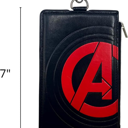 Marvel Avengers Lanyard with Passport Holder, Clear ID Card Slot, Coin Zipper Pouch and Detachable Neck Strap