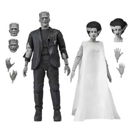 NECA - Universal Monsters - The Bride of Frankenstein 90th Anniversary The Monster and His Mate (Black & White) 7" Scale Action Figure 2-Pack