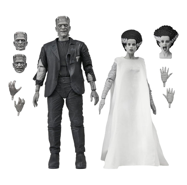 NECA - Universal Monsters - The Bride of Frankenstein 90th Anniversary The Monster and His Mate (Black & White) 7" Scale Action Figure 2-Pack