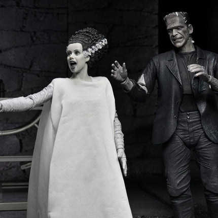 NECA - Universal Monsters - The Bride of Frankenstein 90th Anniversary The Monster and His Mate (Black & White) 7" Scale Action Figure 2-Pack