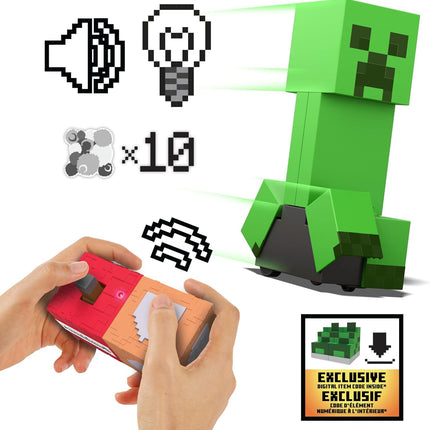 Mattel Minecraft Exploding RC Creeper with Lights & Sounds, 10 Explosion Particles, Game-Authentic Movement & DLC Code