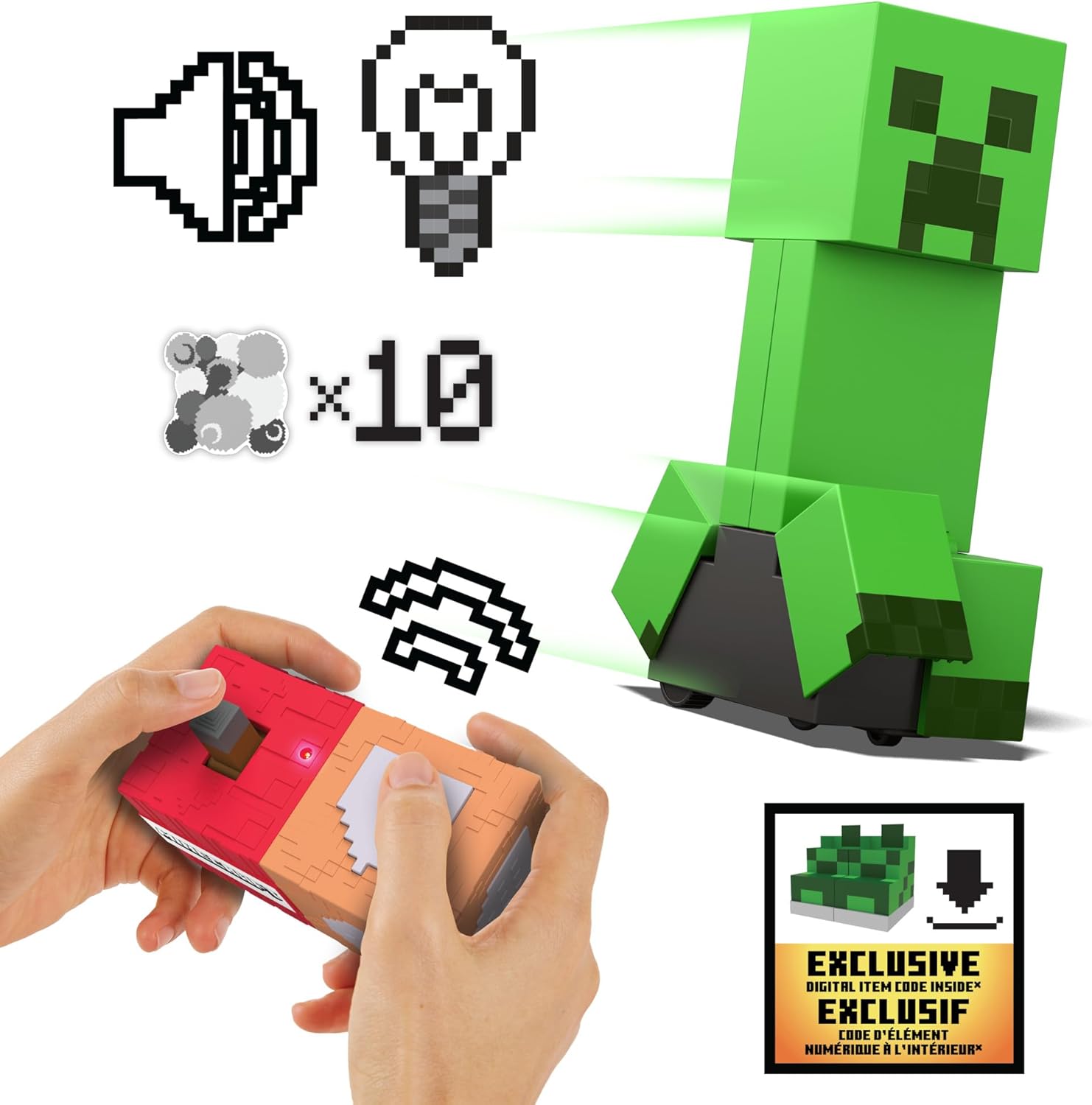 Minecraft Exploding Man Mattel Minecraft Exploding RC Creeper with Lights & Sounds, 10 Explosi