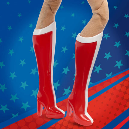Barbie Signature Doll, Wonder Woman Collectible with Doll Stand in Red and Blue Tank Suit with Golden Accessories Like Lasso, Headpiece and Belt