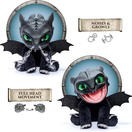 How To Train Your Dragon Toothless Puppetronic by RealFX, 50+ Action & Sounds, 10" High Plush