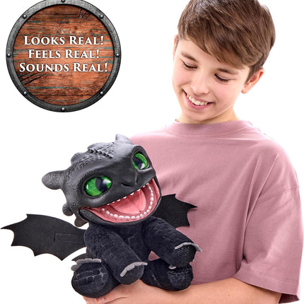 How To Train Your Dragon Toothless Puppetronic by RealFX, 50+ Action & Sounds, 10" High Plush