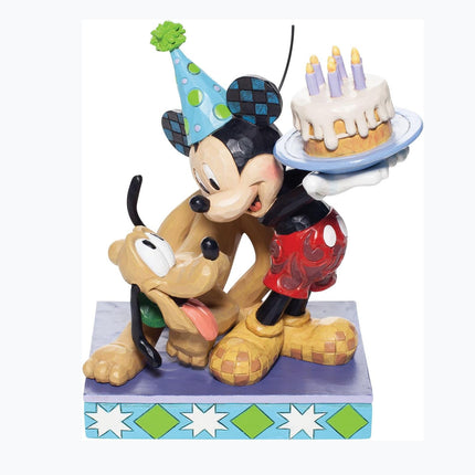 Enesco Disney Traditions by Jim Shore Pluto and Mickey Mouse Birthday Cake Figurine, 6.2 Inch
