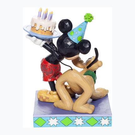 Enesco Disney Traditions by Jim Shore Pluto and Mickey Mouse Birthday Cake Figurine, 6.2 Inch