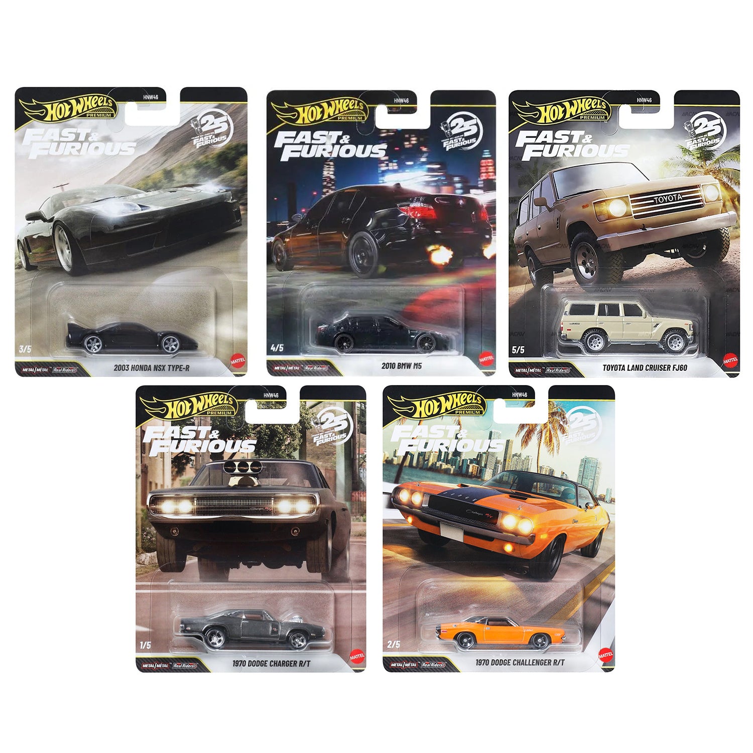 Hot Wheels Premium Fast & Furious 25th Anniversary Diecast Vehicle Die-Cast Cars