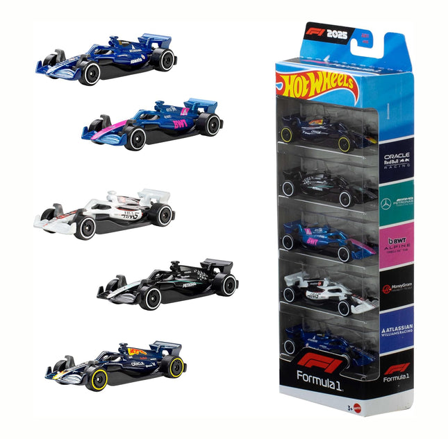 Hot Wheels 1:64 Scale 5-Pack Formula 1 Die-Cast Toy Cars