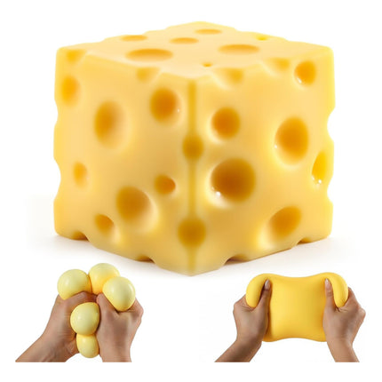 Squishy Gaint 4.33" Cheese Cube, Rising Sensory Fidget Squeeze Toy
