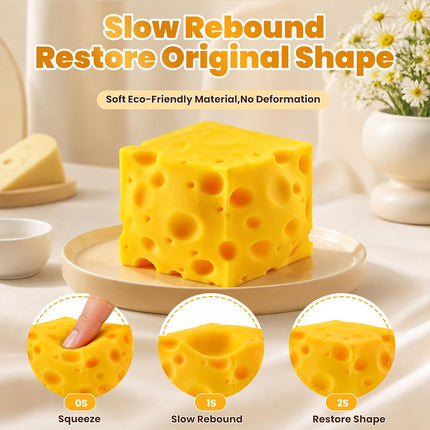 Squishy Gaint 4.33" Cheese Cube, Rising Sensory Fidget Squeeze Toy