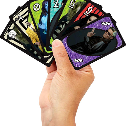 Mattel Games UNO Beetlejuice Beetlejuice Card Game for Kids, Adults & Family with Deck & Special Rule Inspired by The Movie