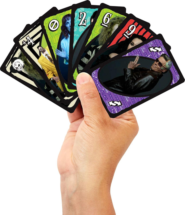 Mattel Games UNO Beetlejuice Beetlejuice Card Game for Kids, Adults & Family with Deck & Special Rule Inspired by The Movie