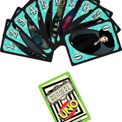 Mattel Games UNO Beetlejuice Beetlejuice Card Game for Kids, Adults & Family with Deck & Special Rule Inspired by The Movie