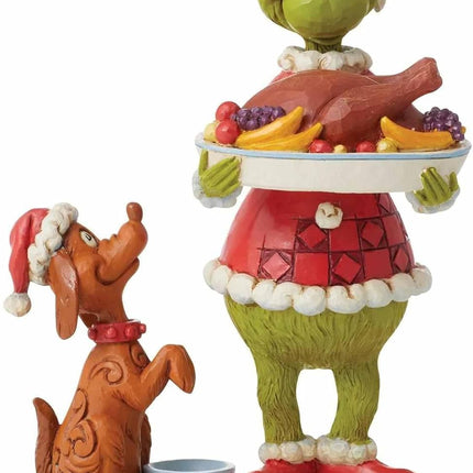 Jim Shore Dr. Seuss The Grinch Holding Christmas Dinner Figurin