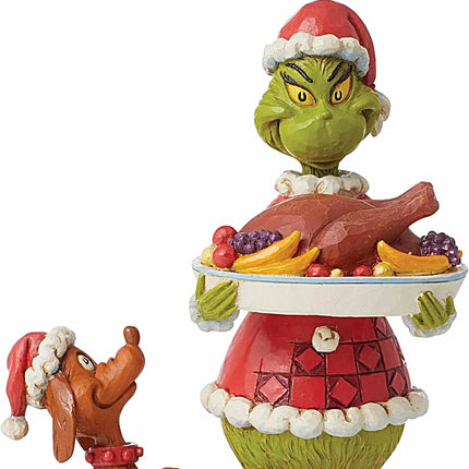 Jim Shore Dr. Seuss The Grinch Holding Christmas Dinner Figurin