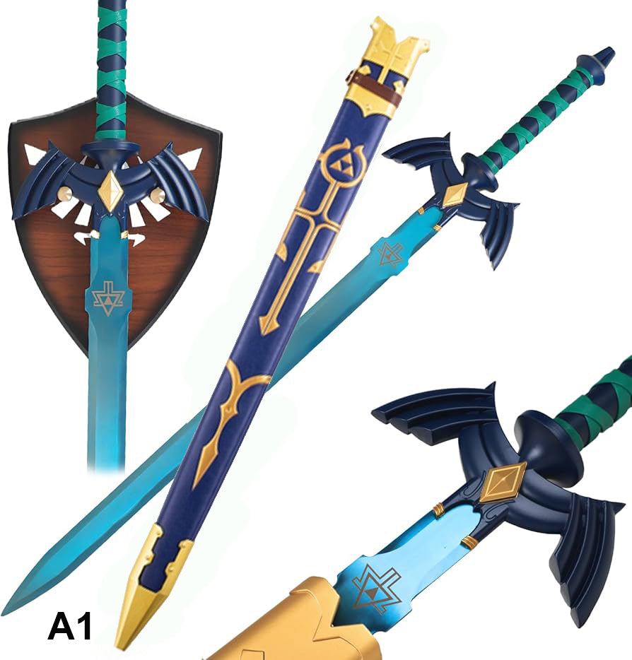 The Legend of Zelda Master Sword Shield Mount/Base (Blue Hue Blade)