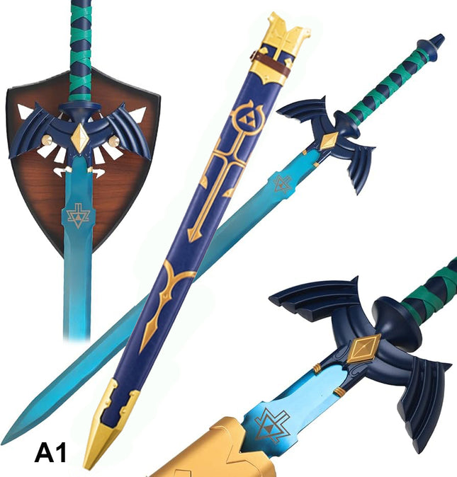 The Legend of Zelda Master Sword Shield Mount/Base (Blue Hue Blade)
