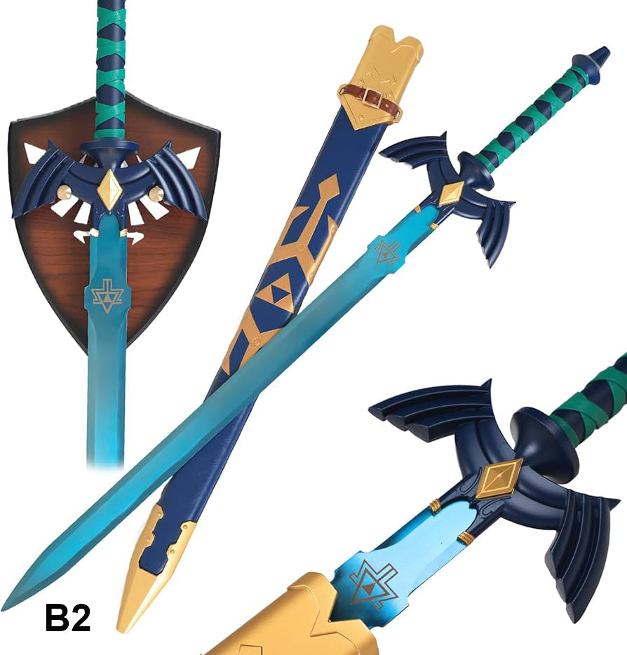 The Legend of Zelda Master Sword Shield Mount/Base (Blue Hue Blade)