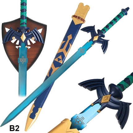 The Legend of Zelda Master Sword Shield Mount/Base (Blue Hue Blade)