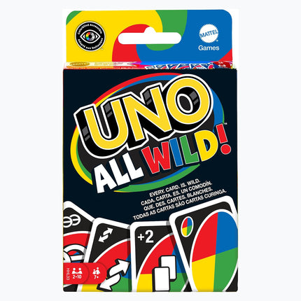Mattel Games UNO All Wild Card Game with 112 Cards, Gift for Kid, Family & Adult Game Night for Players 7 Years & Older