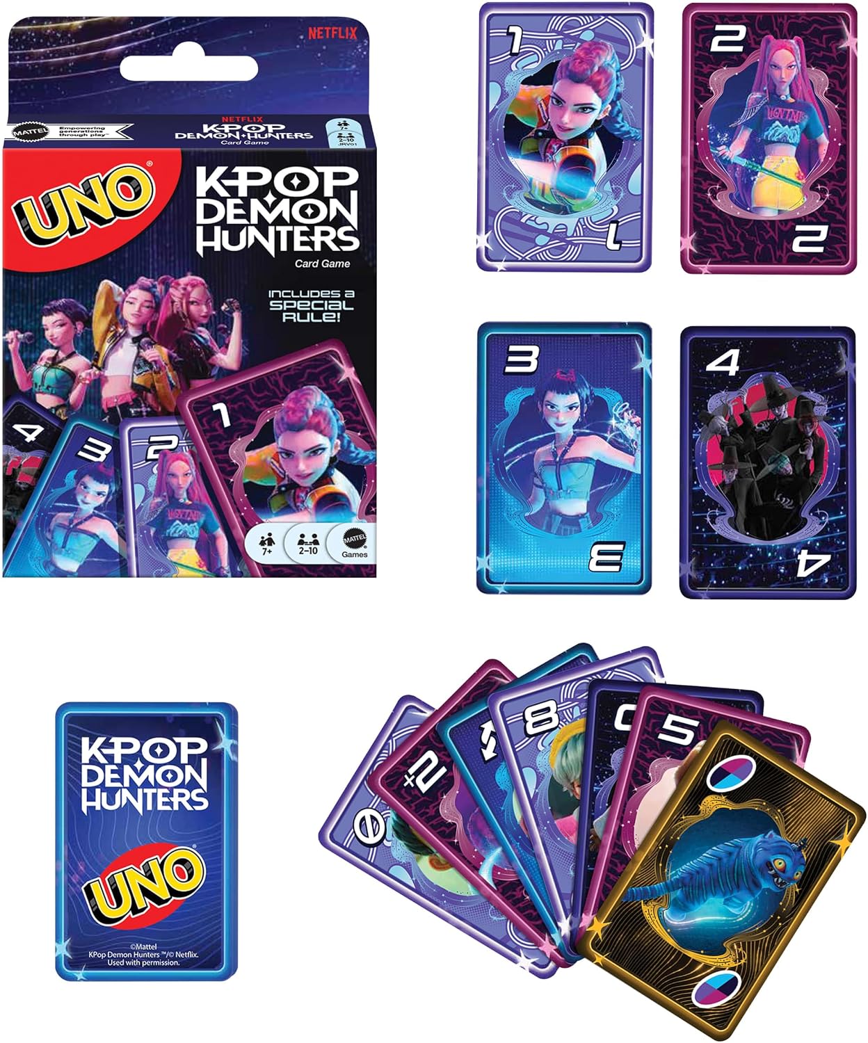 Mattel Games UNO K-POP Demon Hunters Card Game for Kids, Adults & Family with Deck & Special Rule Inspired by The Movie