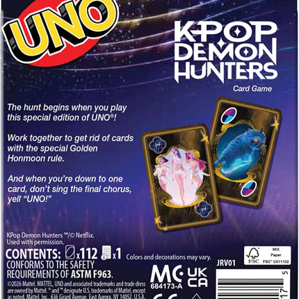 Mattel Games UNO K-POP Demon Hunters Card Game for Kids, Adults & Family with Deck & Special Rule Inspired by The Movie