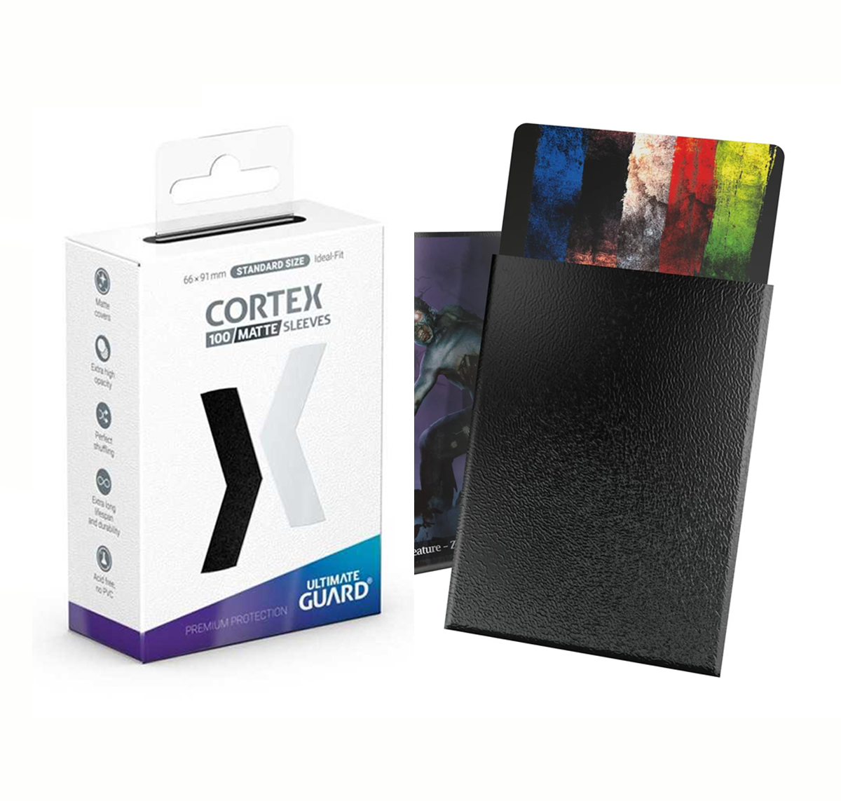Ultimate Guard - Cortex Card Sleeves, 100 Standard Size TCG Sleeves, 66 x 91mm, MATTE Finish, Ideat Fit