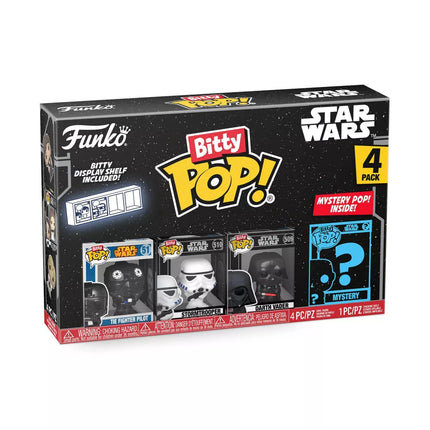 Funko Bitty Pop!: Star Wars Mini Collectible Toys 4-Pack - Darth Vader, Stormtrooper, Tie Fighter Pilot, & Mystery Chase Figure