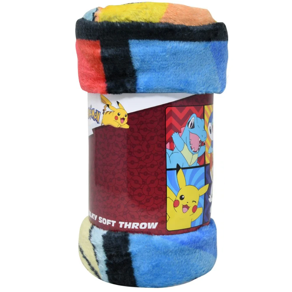 Pokemon - Pikachu, Totodile, Scorbunny & Piplup Blanket Cartoon Painting (45"X 60") | Pokemon Bedroom Décor