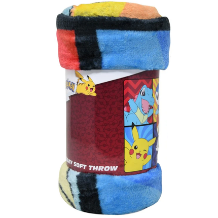 Pokemon - Pikachu, Totodile, Scorbunny & Piplup Blanket Cartoon Painting (45"X 60") | Pokemon Bedroom Décor