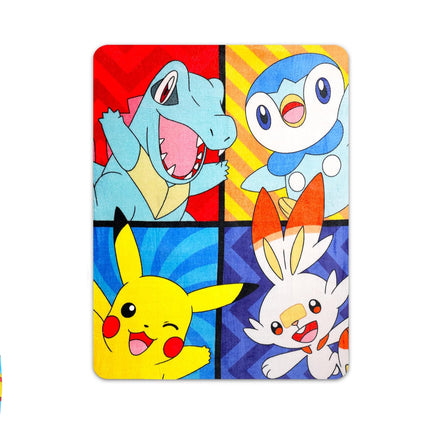 Pokemon - Pikachu, Totodile, Scorbunny & Piplup Blanket Cartoon Painting (45"X 60") | Pokemon Bedroom Décor