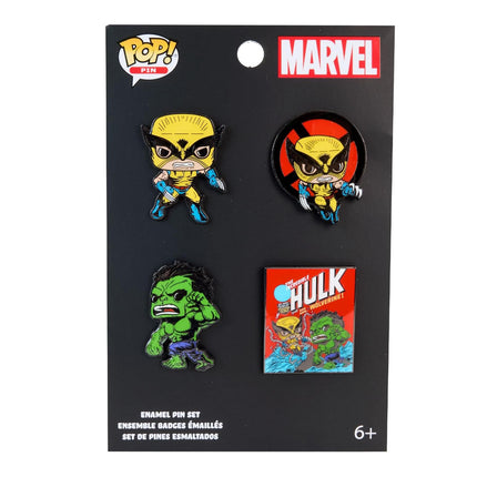 Funko Loungefly Marvel: Wolverine 50th Anniversary - The Incredible Hulk and The Wolverine 4-Piece Pin Set