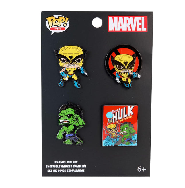 Funko Loungefly Marvel: Wolverine 50th Anniversary - The Incredible Hulk and The Wolverine 4-Piece Pin Set
