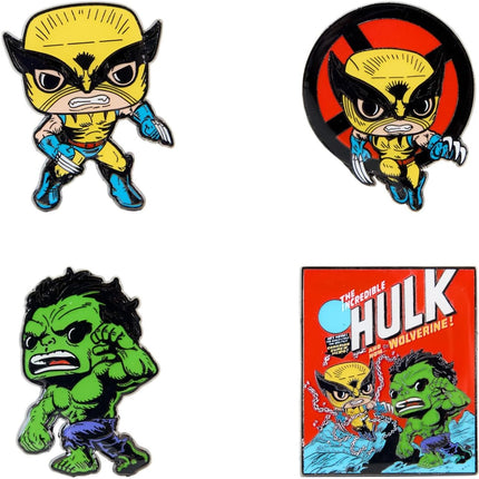 Funko Loungefly Marvel: Wolverine 50th Anniversary - The Incredible Hulk and The Wolverine 4-Piece Pin Set