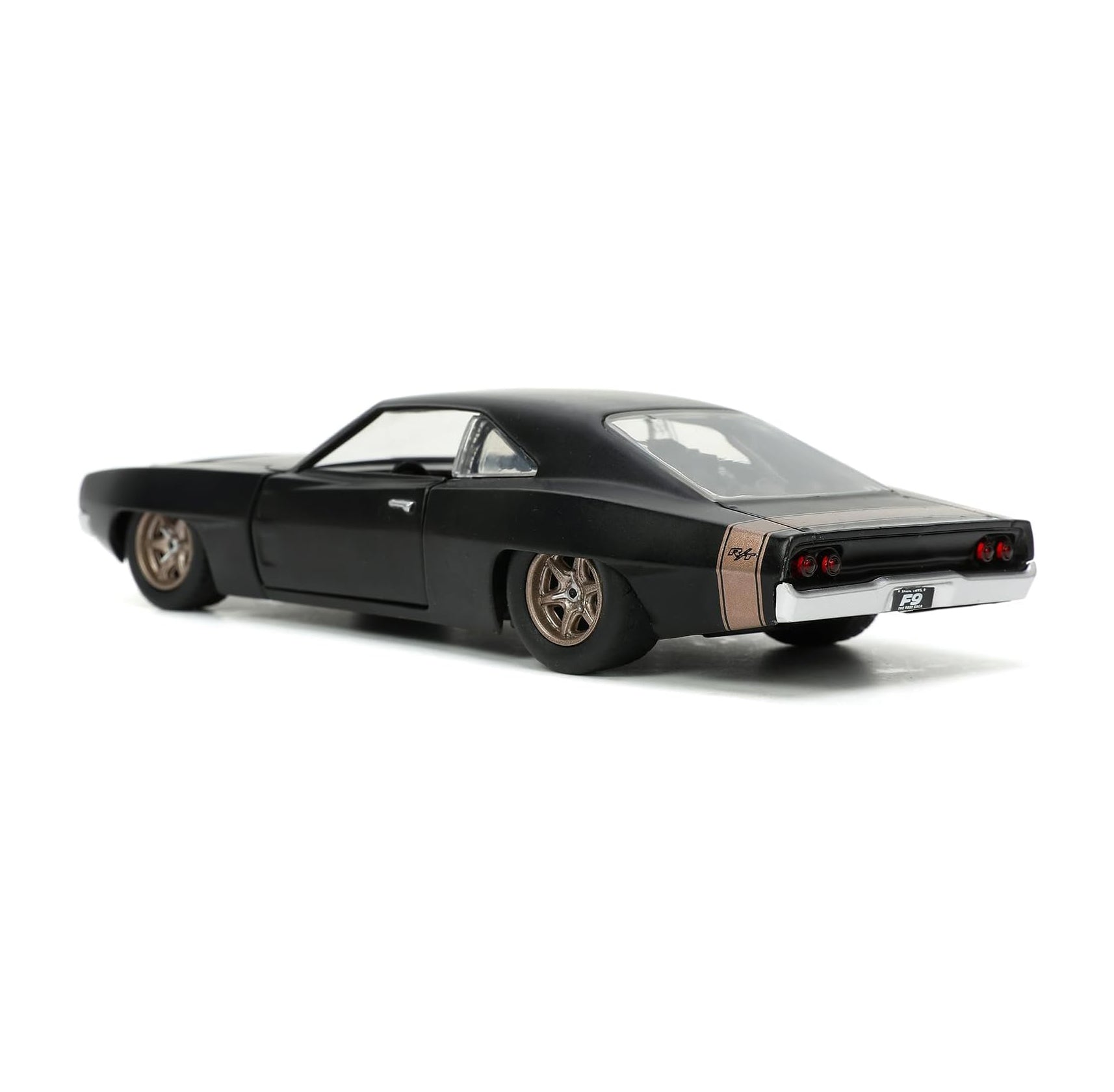 Jada Toys - Dom's 1968 1:32 Scale Dodge Charger Widebody F9, Matte Black w/Bronze Tail Stripe Diecast Model Car