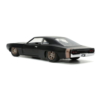 Jada Toys - Dom's 1968 1:32 Scale Dodge Charger Widebody F9, Matte Black w/Bronze Tail Stripe Diecast Model Car
