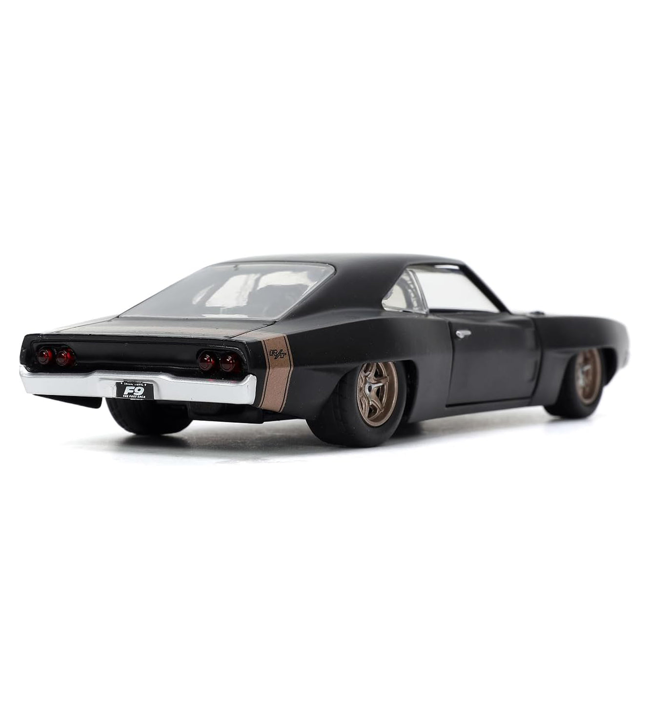 Jada Toys - Dom's 1968 1:32 Scale Dodge Charger Widebody F9, Matte Black w/Bronze Tail Stripe Diecast Model Car