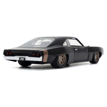 Jada Toys - Dom's 1968 1:32 Scale Dodge Charger Widebody F9, Matte Black w/Bronze Tail Stripe Diecast Model Car