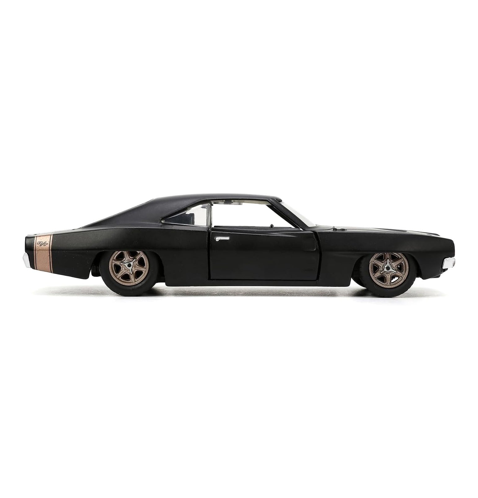 Jada Toys - Dom's 1968 1:32 Scale Dodge Charger Widebody F9, Matte Black w/Bronze Tail Stripe Diecast Model Car