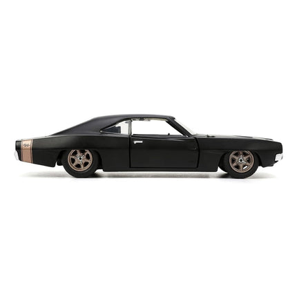 Jada Toys - Dom's 1968 1:32 Scale Dodge Charger Widebody F9, Matte Black w/Bronze Tail Stripe Diecast Model Car