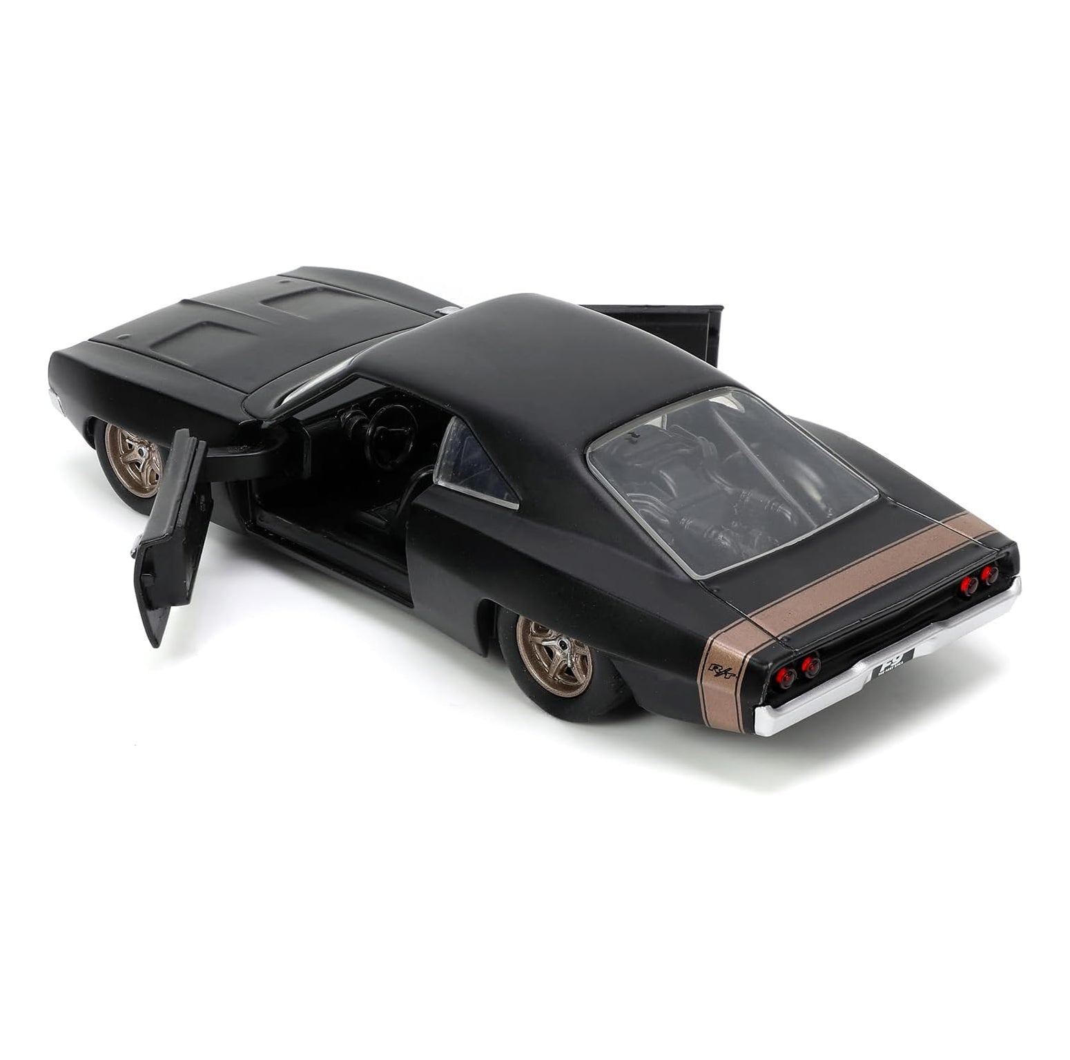 Jada Toys - Dom's 1968 1:32 Scale Dodge Charger Widebody F9, Matte Black w/Bronze Tail Stripe Diecast Model Car