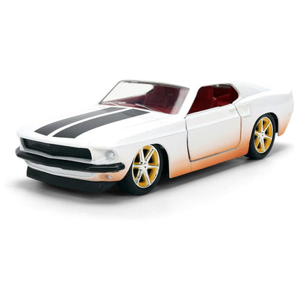 Jada Toys - Roman's Ford Mustang White with Black Stripes & Red Interior Dirty Version Fast & Furious Movie Fast & Furious 25th Anniversary Series 1-32 Scale Diecast Model Car