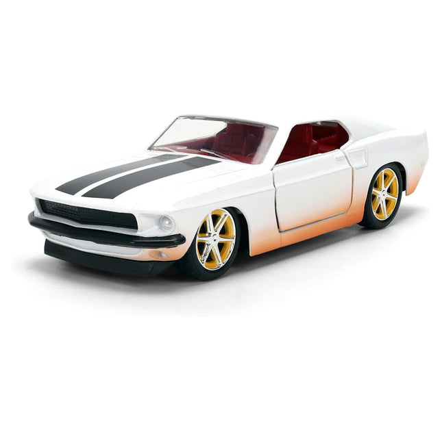 Jada Toys - Roman's Ford Mustang White with Black Stripes & Red Interior Dirty Version Fast & Furious Movie Fast & Furious 25th Anniversary Series 1-32 Scale Diecast Model Car