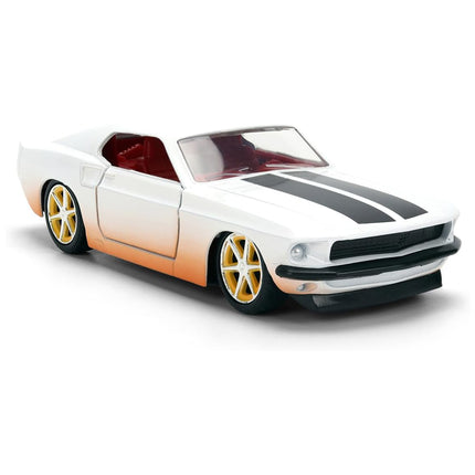 Jada Toys - Roman's Ford Mustang White with Black Stripes & Red Interior Dirty Version Fast & Furious Movie Fast & Furious 25th Anniversary Series 1-32 Scale Diecast Model Car