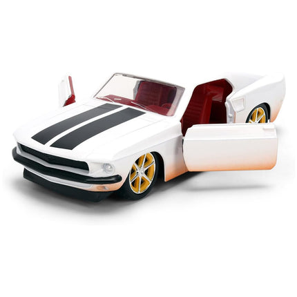 Jada Toys - Roman's Ford Mustang White with Black Stripes & Red Interior Dirty Version Fast & Furious Movie Fast & Furious 25th Anniversary Series 1-32 Scale Diecast Model Car