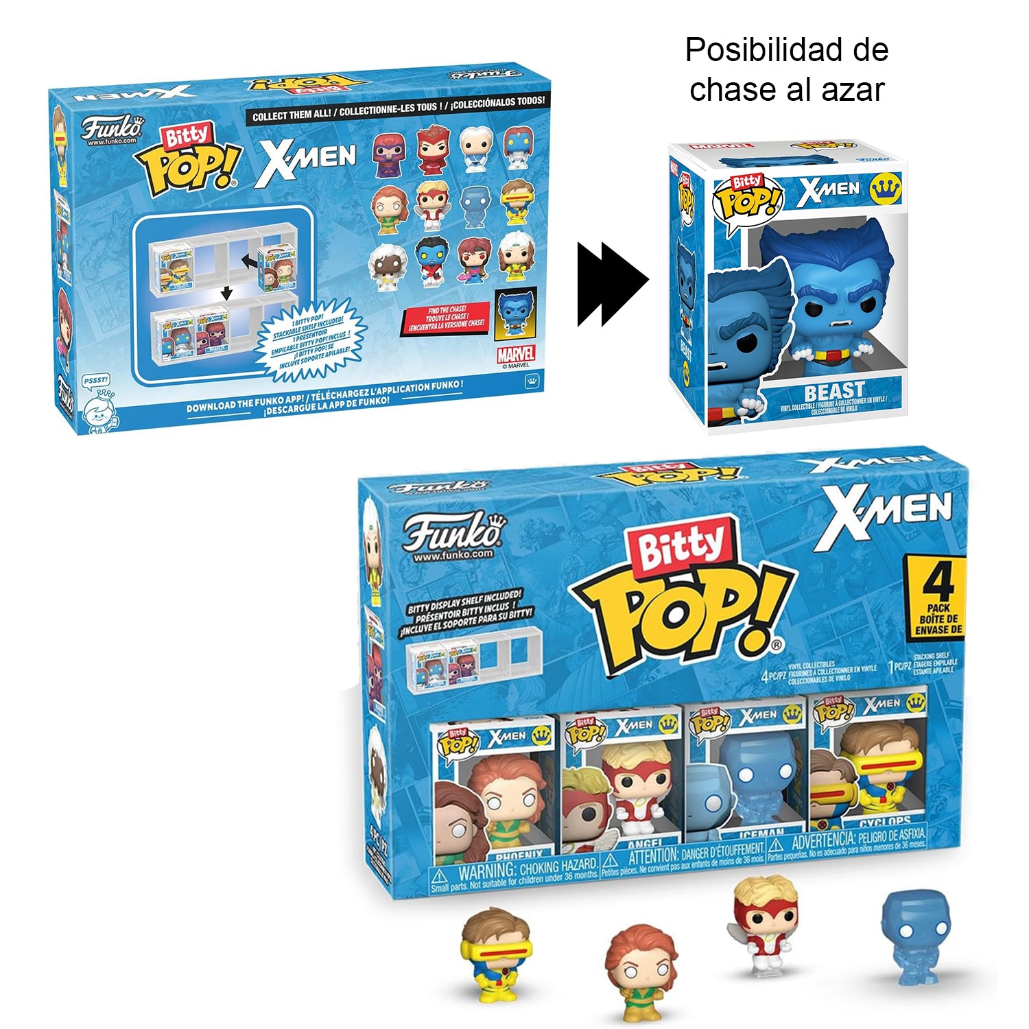 Funko Bitty POP!: X-MEN, Phoenix, Angel, Iceman, & Cyclops Figures