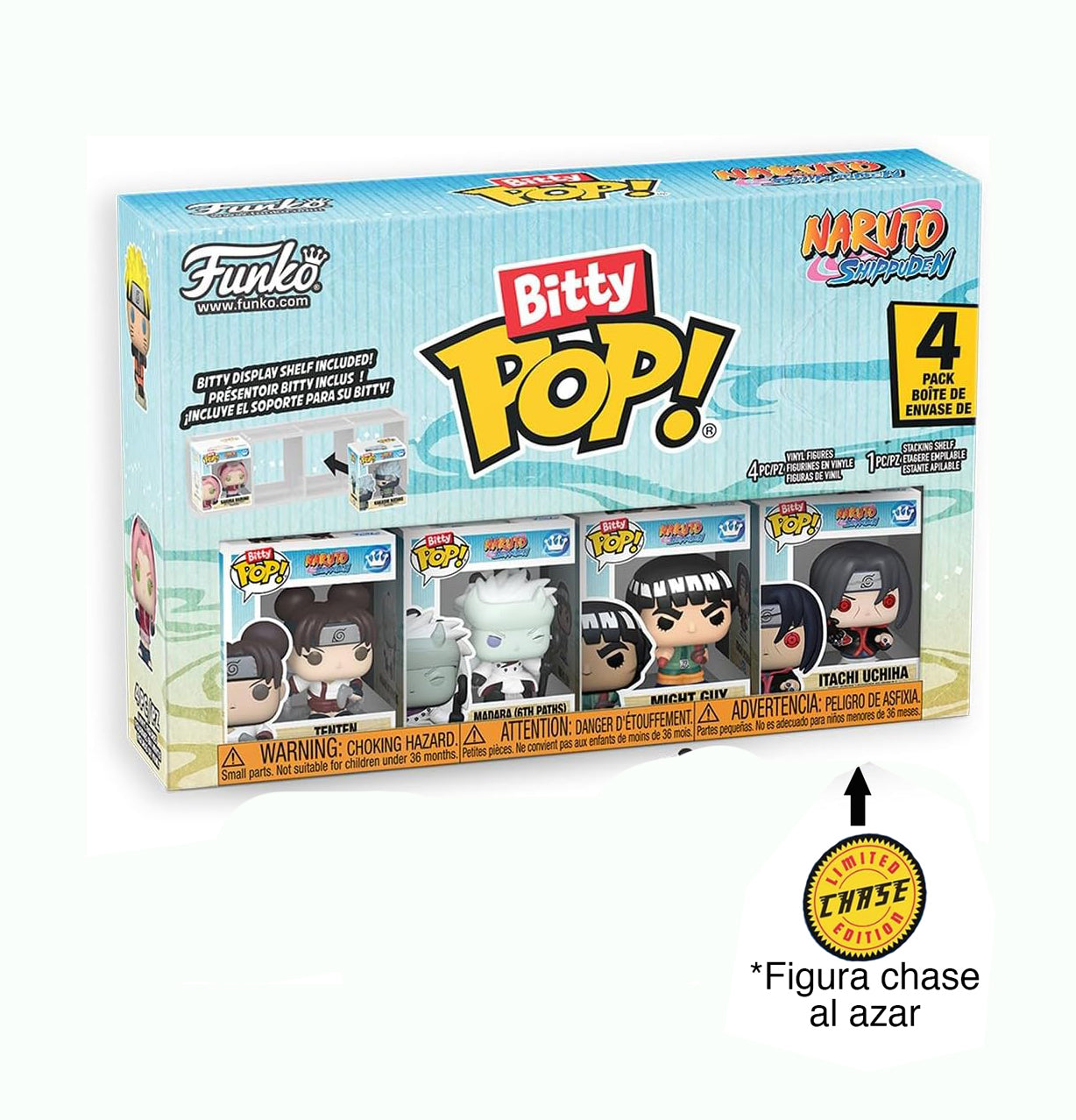 Funko Pop! Bitty: Naruto Shippuden 4PK - Tenten, Madara (6th Paths), Mighty Guy, and Random Chase Figure